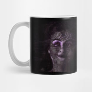 Eyes full of love, happiness and trust. Beautiful girl, dark but beautiful. Violet, gray, red. Mug